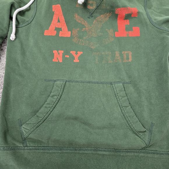 American Eagle Men’s XS Green Hoodie Vintage Fit Pullover Sweatshirt - Picture 6 of 11